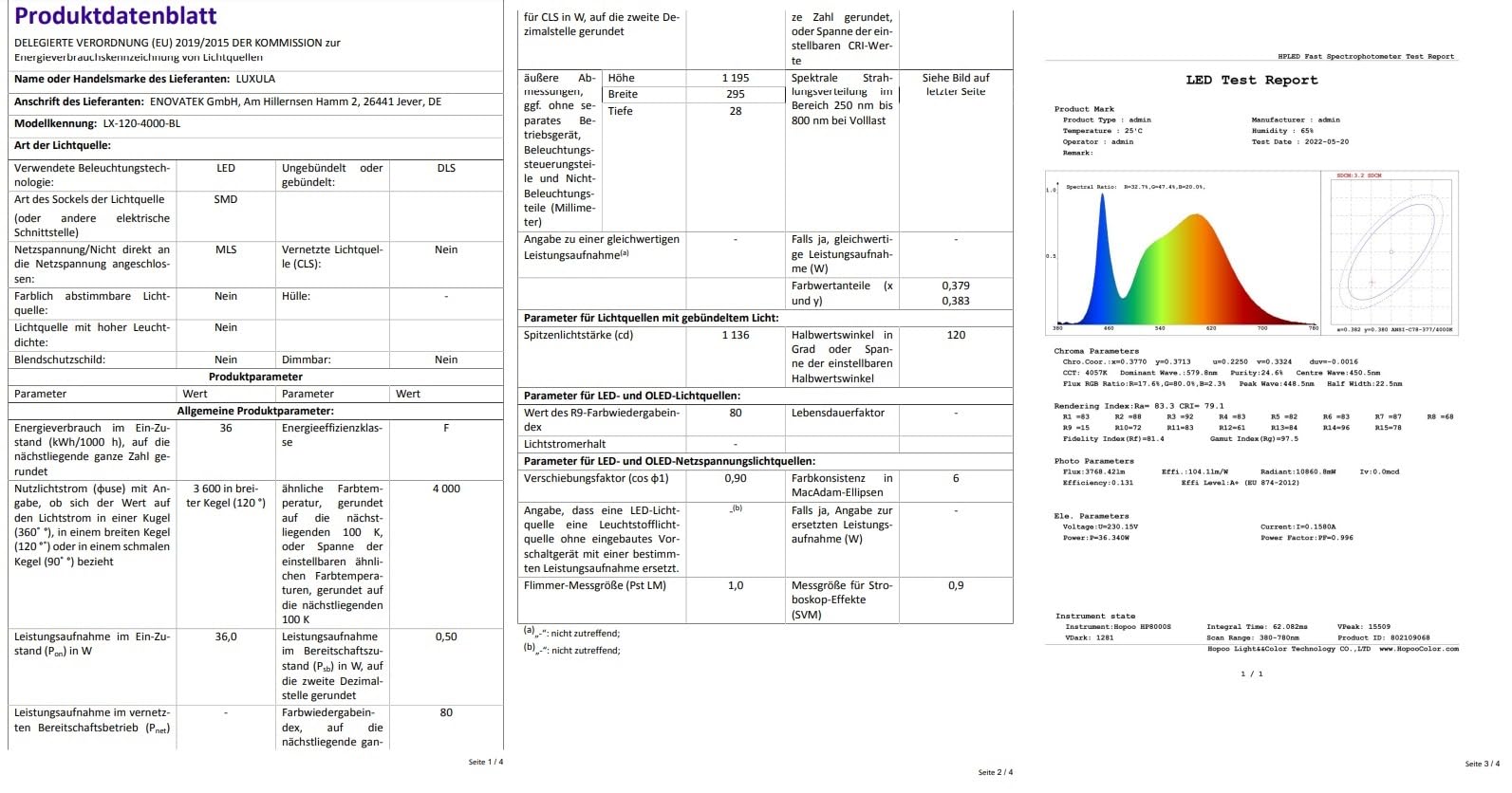 LUXULA LED Deckenleuchte lang 120cm - 36W, 4000K Neutralweiß, 3600lm – LED Panel 120x30cm inkl. 230V Netzteil – Flache LED Deckenlampe für Wohnzimmer, Schlafzimmer, Küche, Büro - 120x30x6,4cm