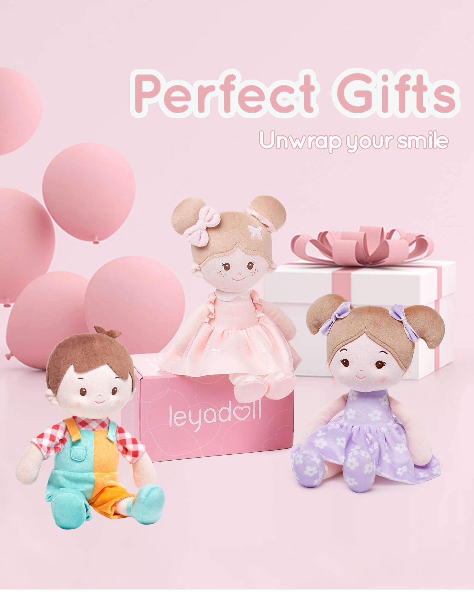 LeyaDoll Muñeca Bebé Niño Juguetes (12''), Mi Primer Bebé Muñeca de Trapo para Niño de 1 Año Regalo de Cumpleaños, Juguetes de Peluche para Niños Pequeños-Niño de Parche