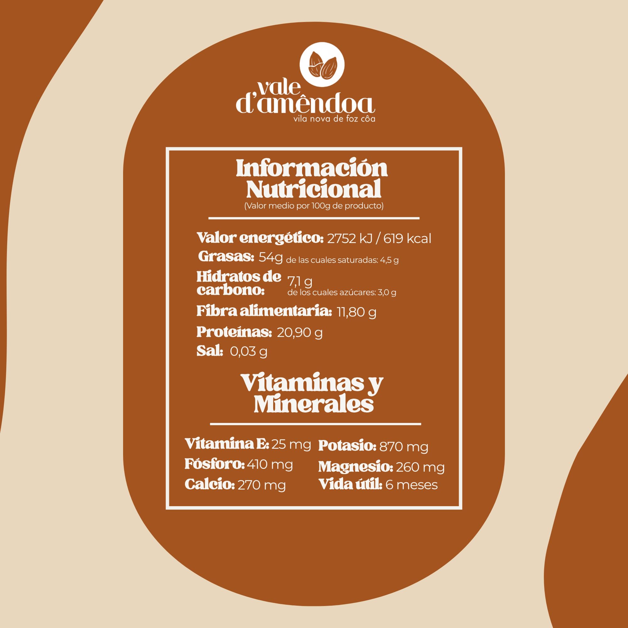 Vale D'Amêndoa Almendras Crudas Sin Piel 1kg, Calibre Grande S/14, Frutos Secos Naturales de Portugal, Sabor Dulce y Mantecoso, Ideal Snack, Repostería y Harina de Almendra, Keto, Vegano, Sin Gluten