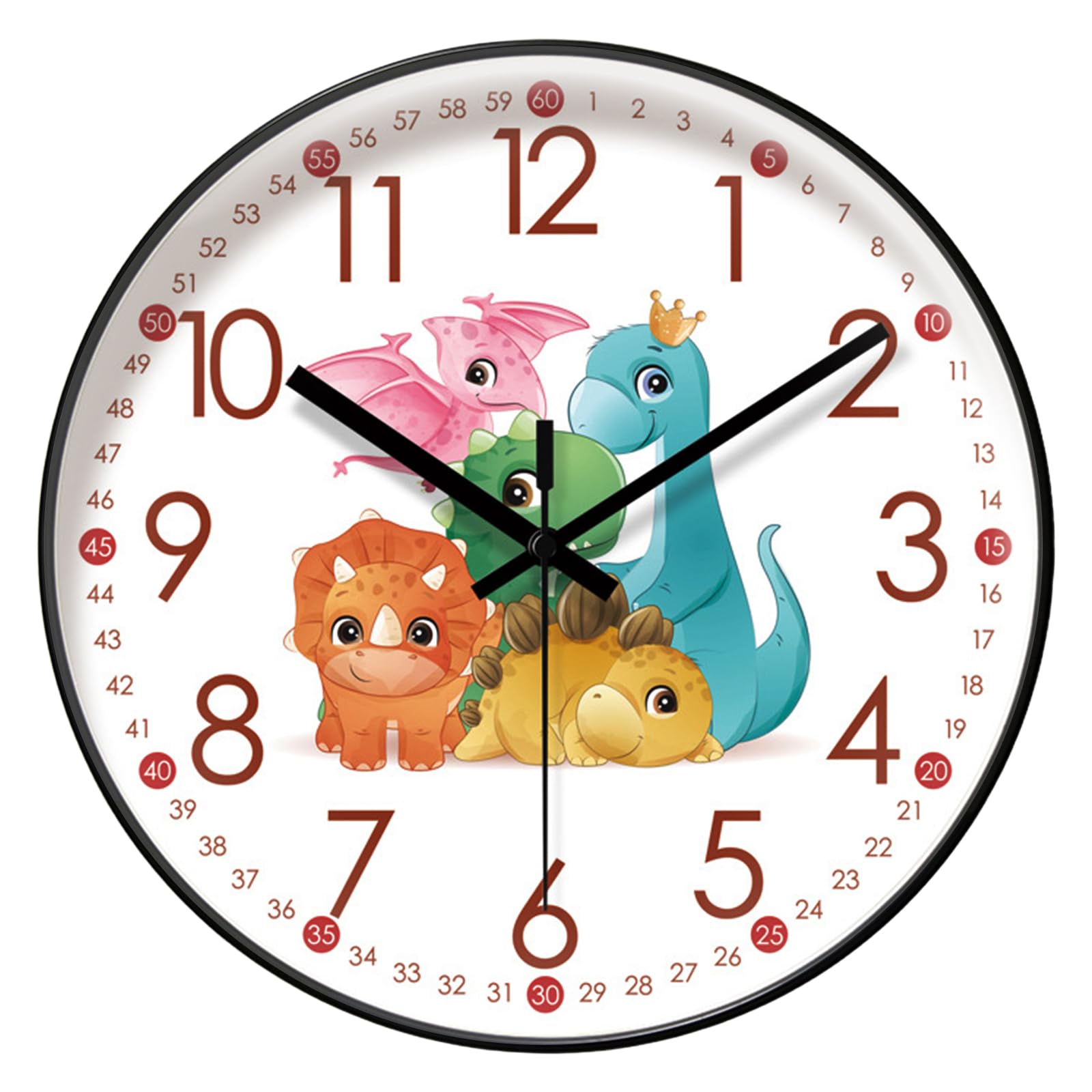 SPORWAY Orologio da Parete Didattico Bambini: 10'' Orologio da Muro Ragazzo Ragazza Imparare L'ora, Orologio da Parete Silenzioso Cameretta Silenzioso Colorato Moderno per Scuola Soggiorno (Rosa)