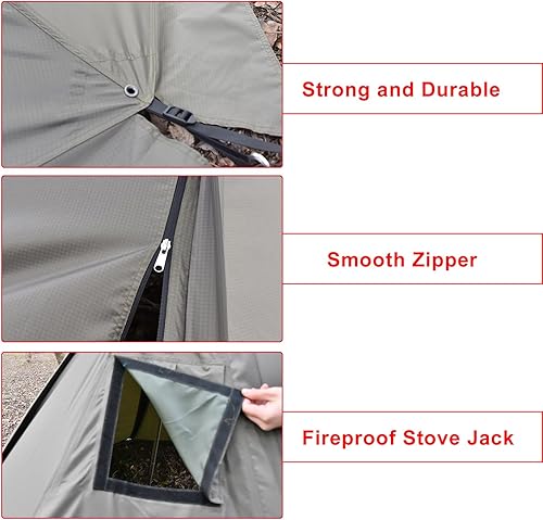 Miniatura 4 de Tienda de campaña con estufa Jack Tienda de campaña al aire libre Tipi Fly para la familia Camping Mochilero Senderismo