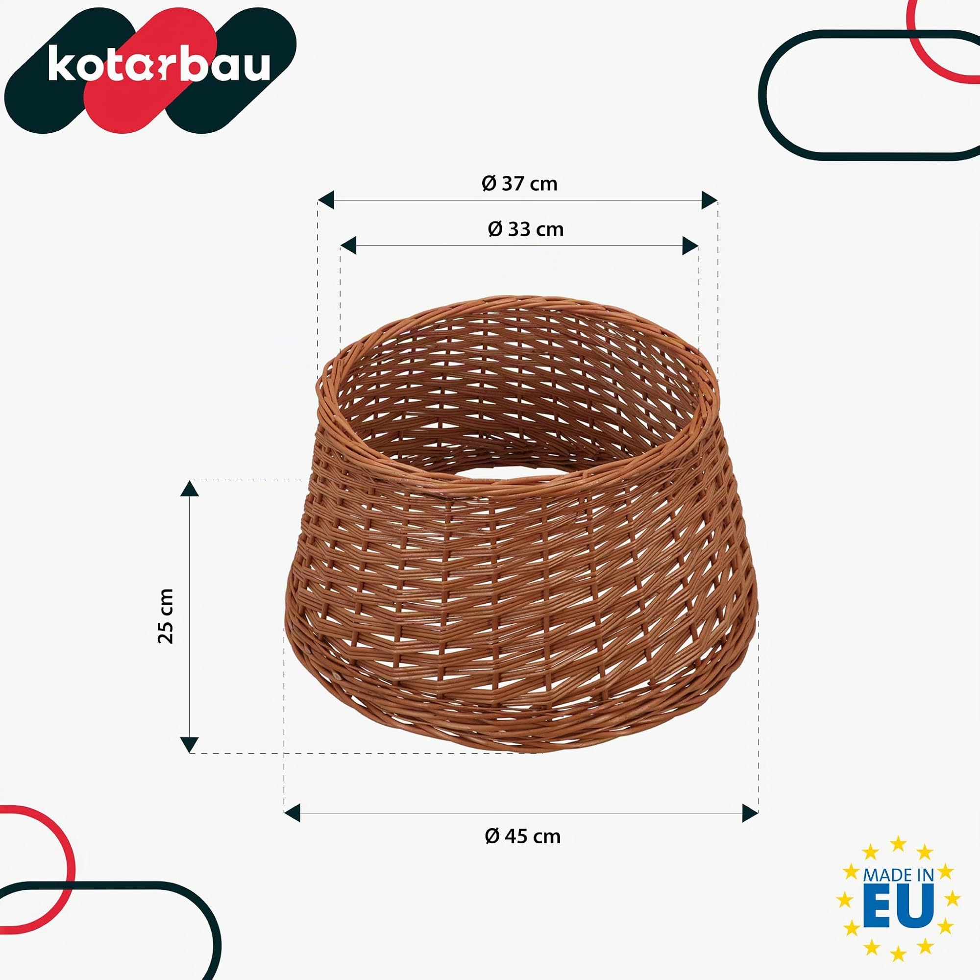 KOTARBAU® Panier pour Sapin de Noël Ø 50 cm Housse en Osier Naturel Support pour Sapin de Noël en Rotin Housse Cache Pied Sapin de Noël en Osier Jupe Sapin Cache Sapin
