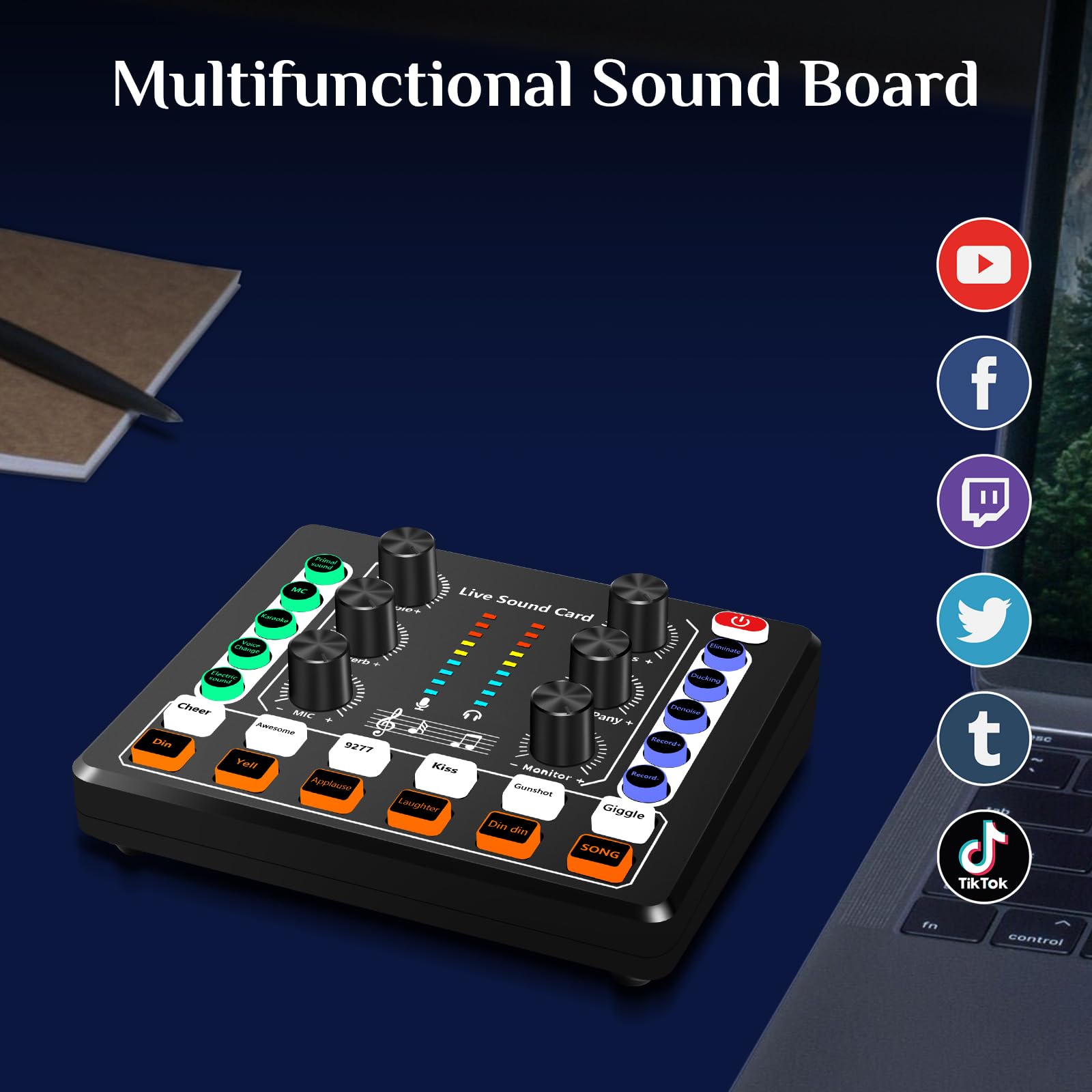 Portable Voice Modulator Live Sound Card Voice Changer - DJ Controller With  Real-Time Voice Effects For Streaming & Gaming Live Sound Card Voice Changer  DJ Controller Streaming