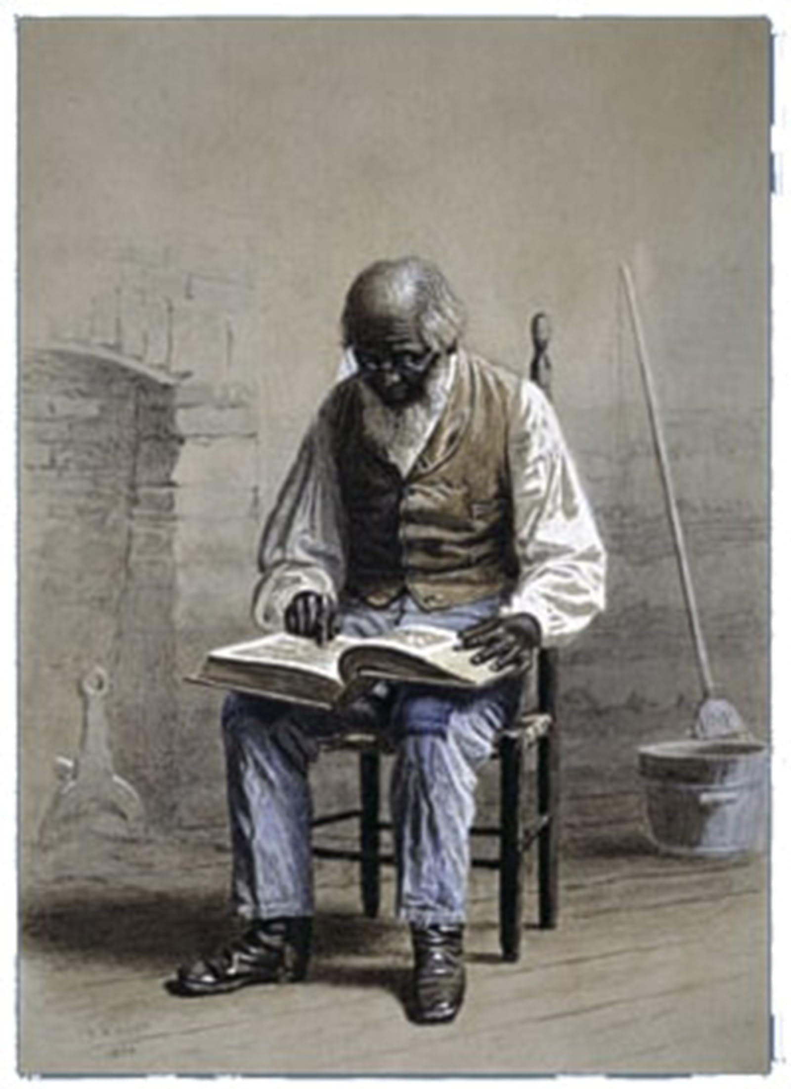SERENDIPITP Retro Picture Poster Wall Art Pictures Painting Reading the Scriptures by Thomas Waterman Wood Wall Art Canvas Print for Wall Decor 60x90cm