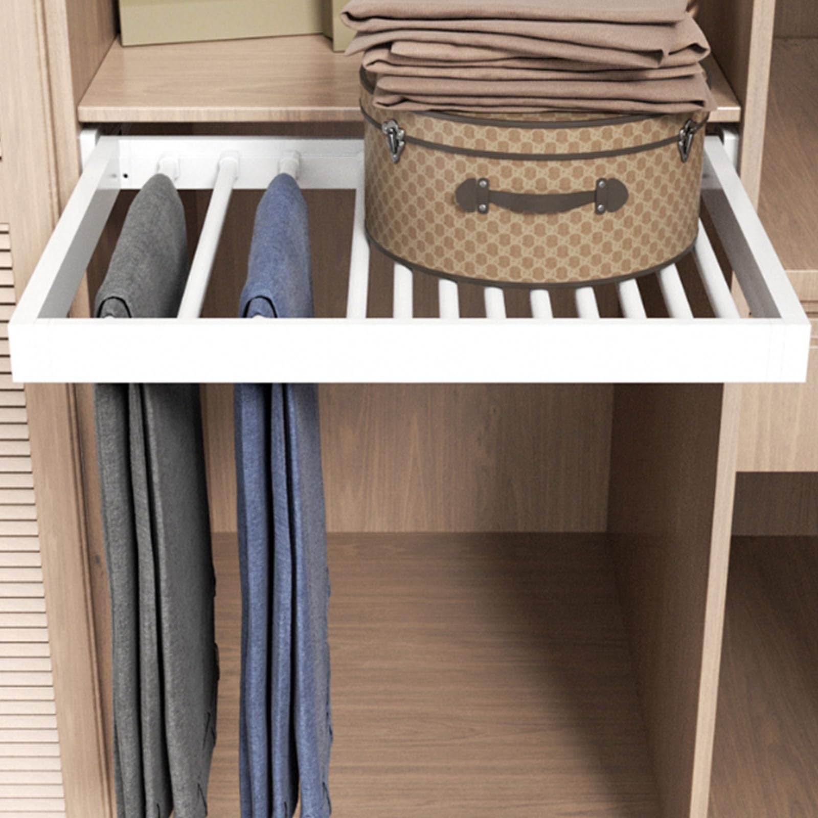 Above Washing Machine Drying Rack,Extendable Hidden Pull Out Drying Rack,Aluminium Alloy + ABS Pants Racks,Space Saving Organizer for Wardro(Size:W: 66-71cm(25.98-27.95 in),Color:D: 49cm (19.29in))