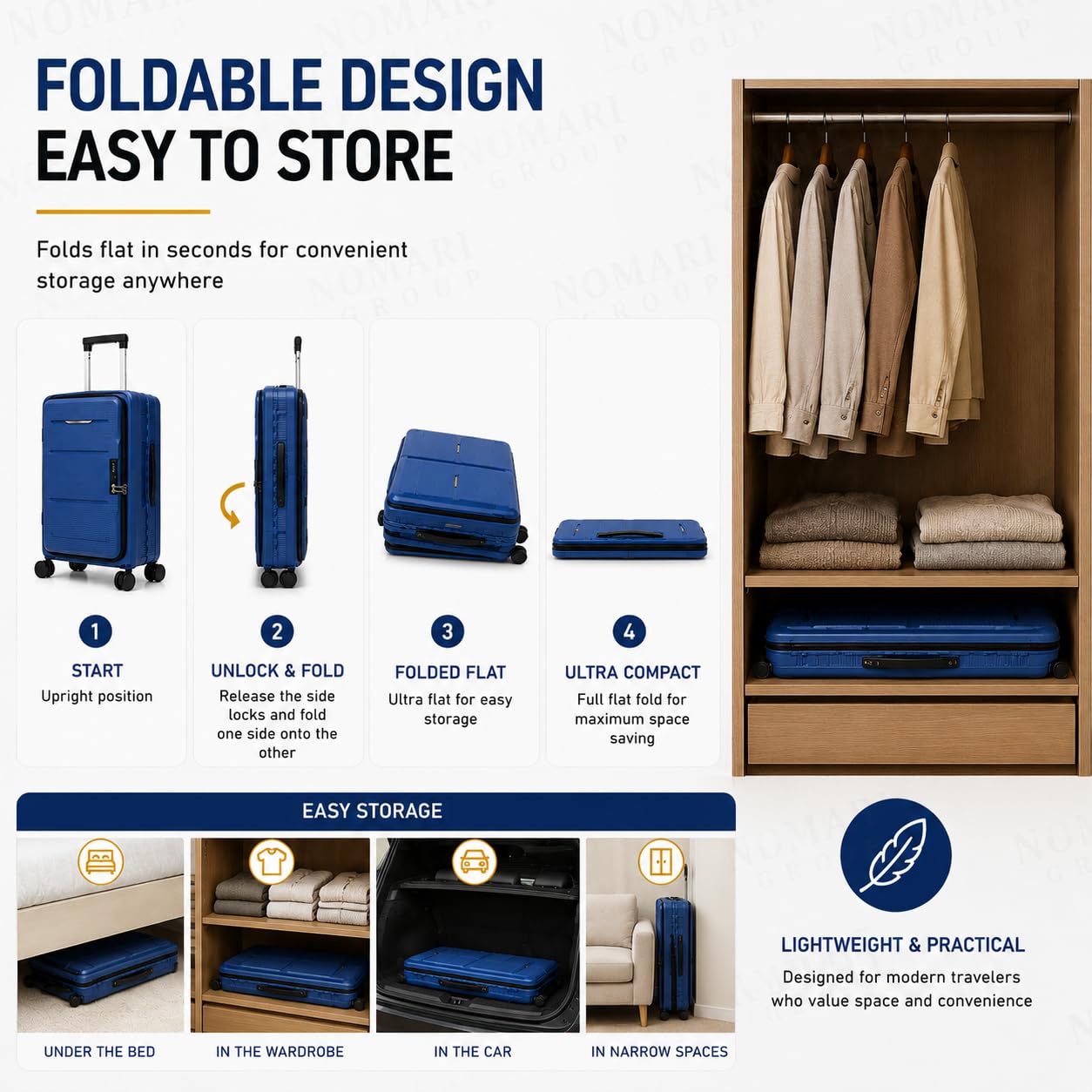 Maleta plegable rígida TSA, equipaje de viaje de gran capacidad, almacenamiento ultra compacto, 4 ruedas de 360°, carcasa resistente, mango telescópico de aluminio, tamaño mediano o grande, negro o