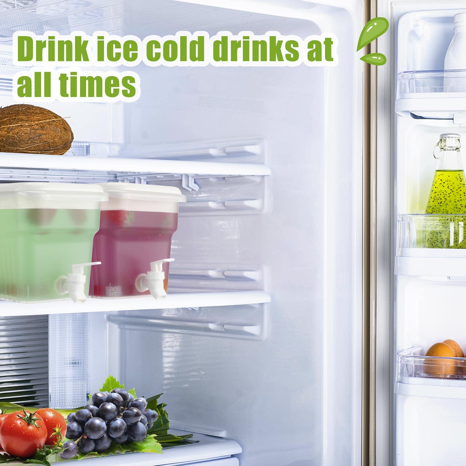 3 dispensadores de bebidas de plástico de 1.32 galones para fiestas, dispensador de bebidas con grifo para nevera, suministros de fiesta, contenedor de jugo de fruta de limonada helada para uso 4