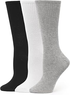 HUE Women's Casual Ribbed Must-have Crew Lightweight Athletic Socks 3 Pair Pack