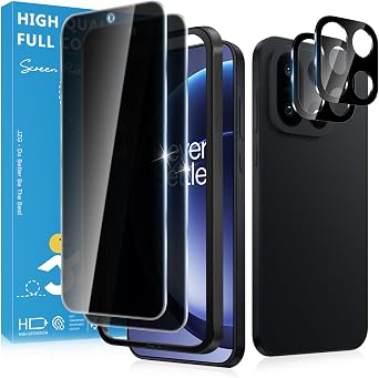 2 Pack for OnePlus 15 Privacy Screen Protector, 2 Pack Camera Protector, Fingerprint Compatible, Anti Spy, 9H Hardness Glass for OnePlus 15 5G