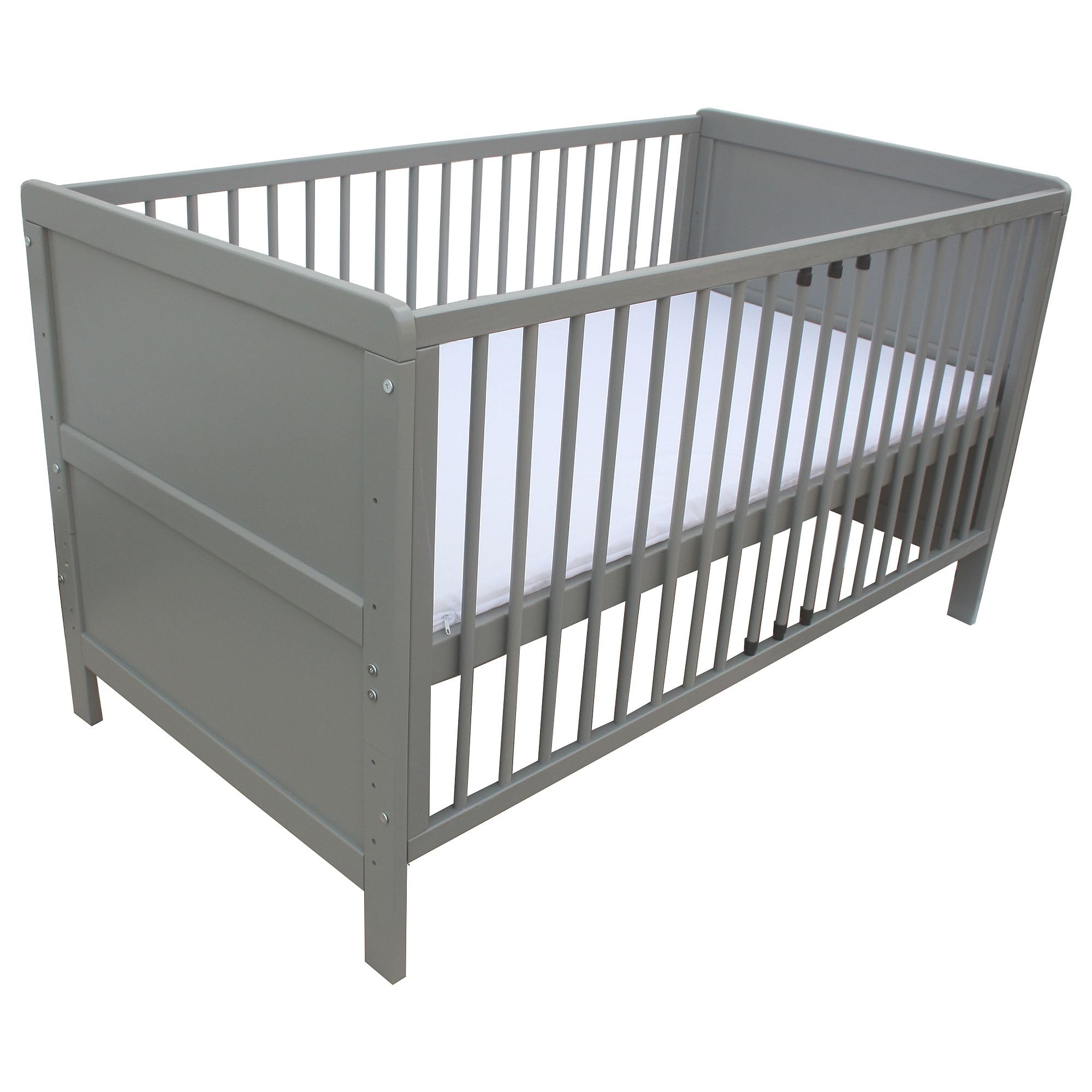 Micoland Kinderbett Juniorbett Beistellbett Wiege 140x70 cm 4in1 mit Matratze grau