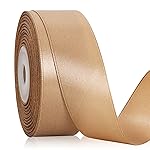 TONIFUL Champaign Gold Satin Ribbon 1 Inch X 25yds Solid Silk Ribbons for Gift Wrapping, Craft, Floral Bouquets, Valentine\'s Day Christmas Gift Wrapping, Party Wedding Decoration