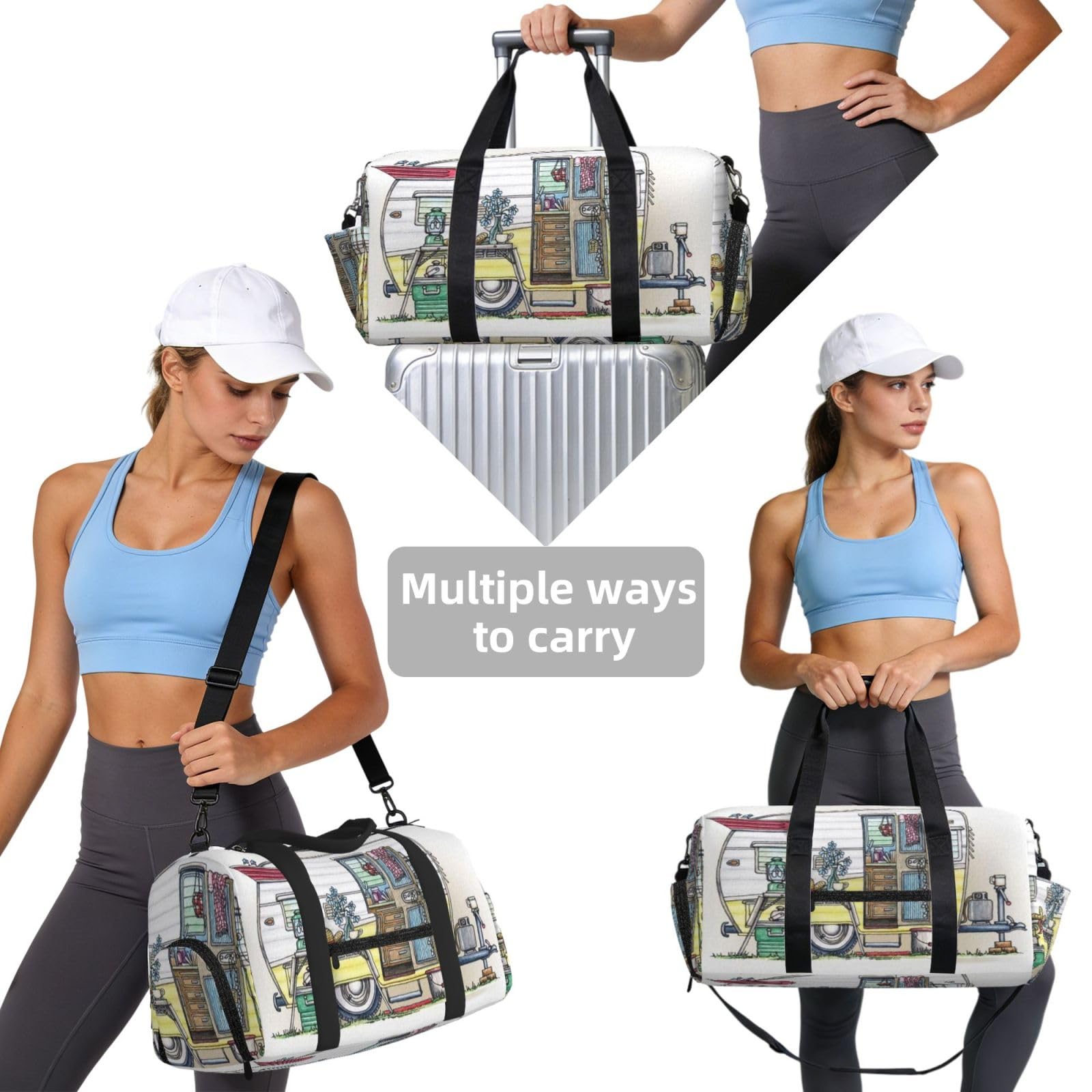 Happy Campers Drukowana Ręczna torba sportowa crossbody Torba podróżna