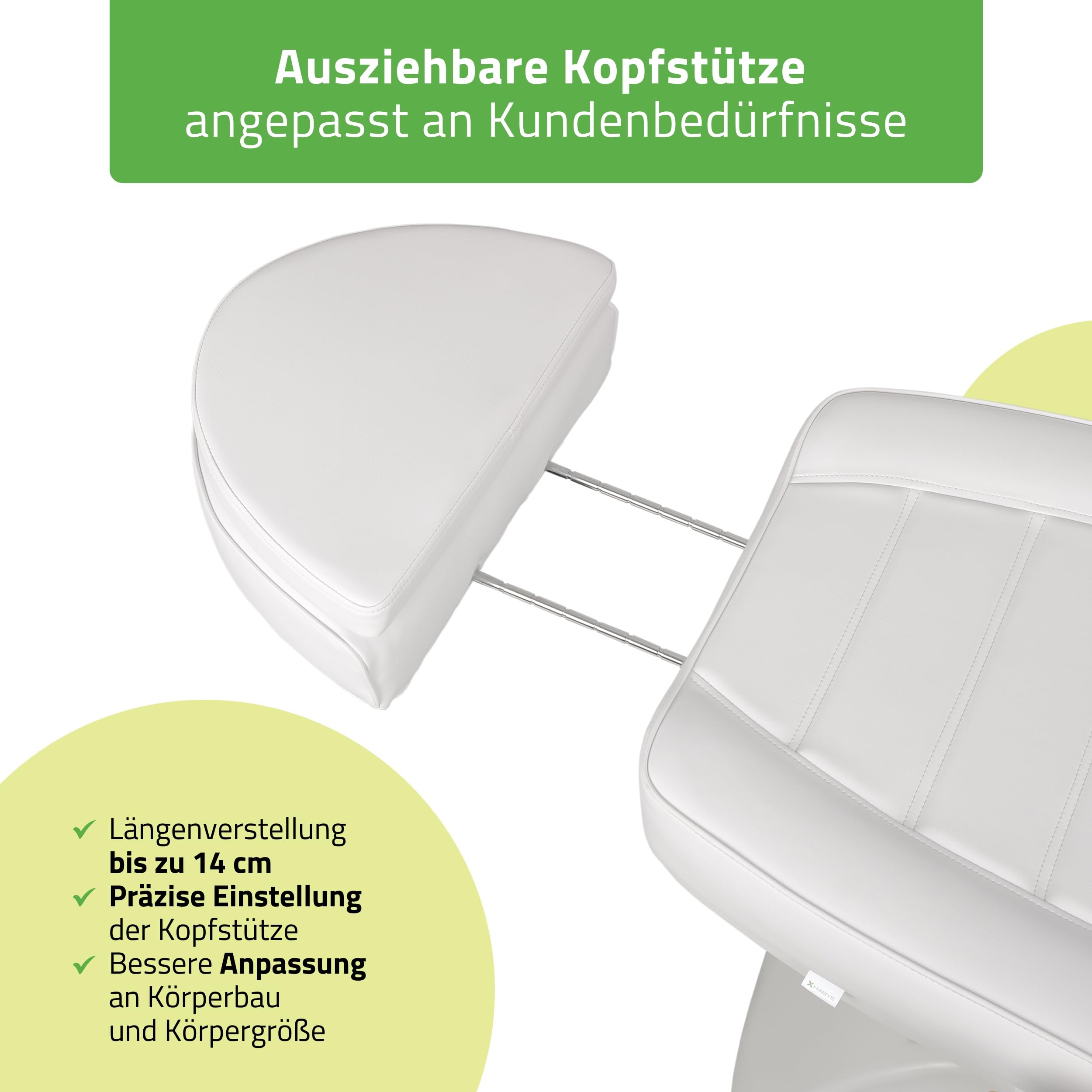 HABYS Leo PRO 4 Elektrische Kosmetikliege, Höhenverstellbarer Kosmetikstuhl | mit Gesichtsöffnung & drehbaren Armlehnen, Beautyliege für Kosmetik, SPA, Massage & Ästhetische Medizin