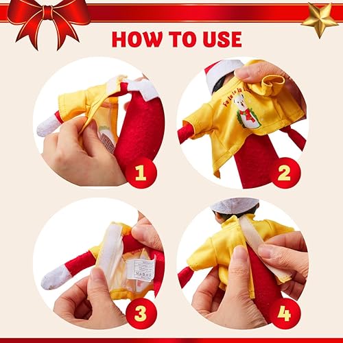 Miniatura 5 de JOYIN 4 paquetes de ropa de Navidad para muñeca, elegante conjunto de ropa de muñeca, decoraciones navideñas y especiales de vacaciones