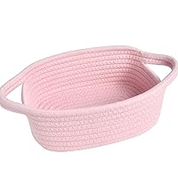 Vista 11 de ABenkle Cesta de almacenamiento pequeña, mini canasta, lindas cestas tejidas de cuerda de algodón, cubo decorativo bohemio para perros y gatos
