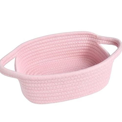 Miniatura 11 de ABenkle Cesta de almacenamiento pequeña, mini canasta, lindas cestas tejidas de cuerda de algodón, cubo decorativo bohemio para perros y gatos