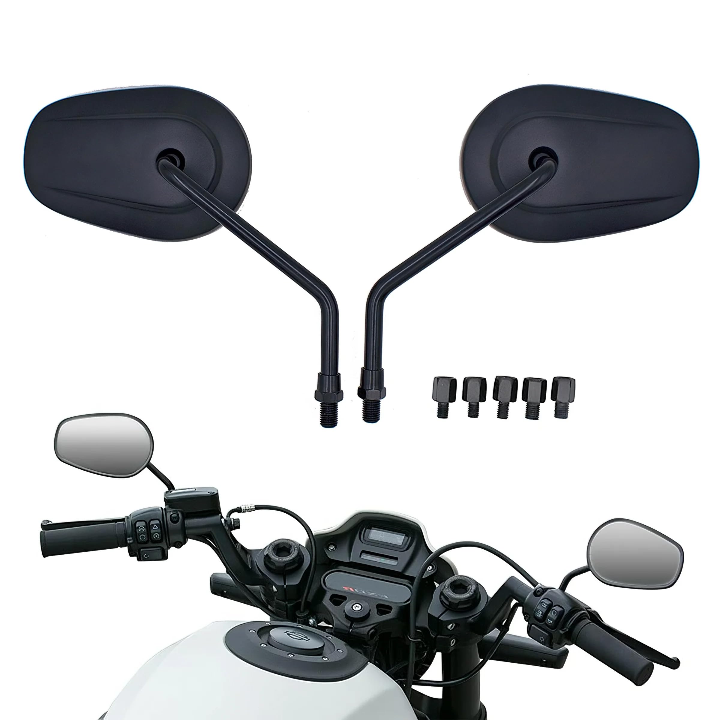 M10 M8 lusterko motocyklowe, czarne, uniwersalne lusterko wsteczne, kompatybilne z rowerami ulicznymi, sportowymi, ATV, quadami, skuterami, cruiserami, Touring