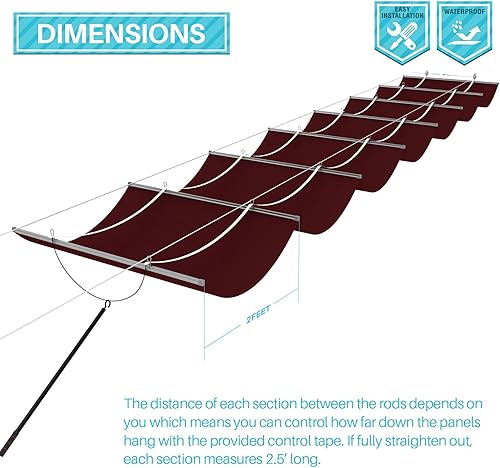 Vista 12 de COARBOR Toldo retráctil de 4 x 12 pies para exteriores, impermeable, retráctil, pérgola, toldo para terraza, patio, patio, color beige