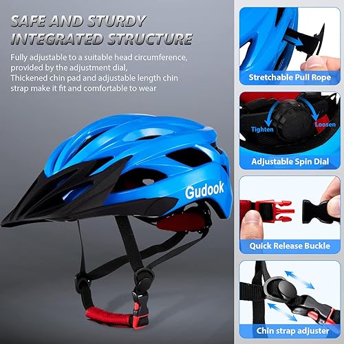 Miniatura 4 de Cascos de bicicleta para hombres  Casco de bicicleta para adultos  Casco de ciclismo certificado ligero cómodo ajustable con visera desmontable para