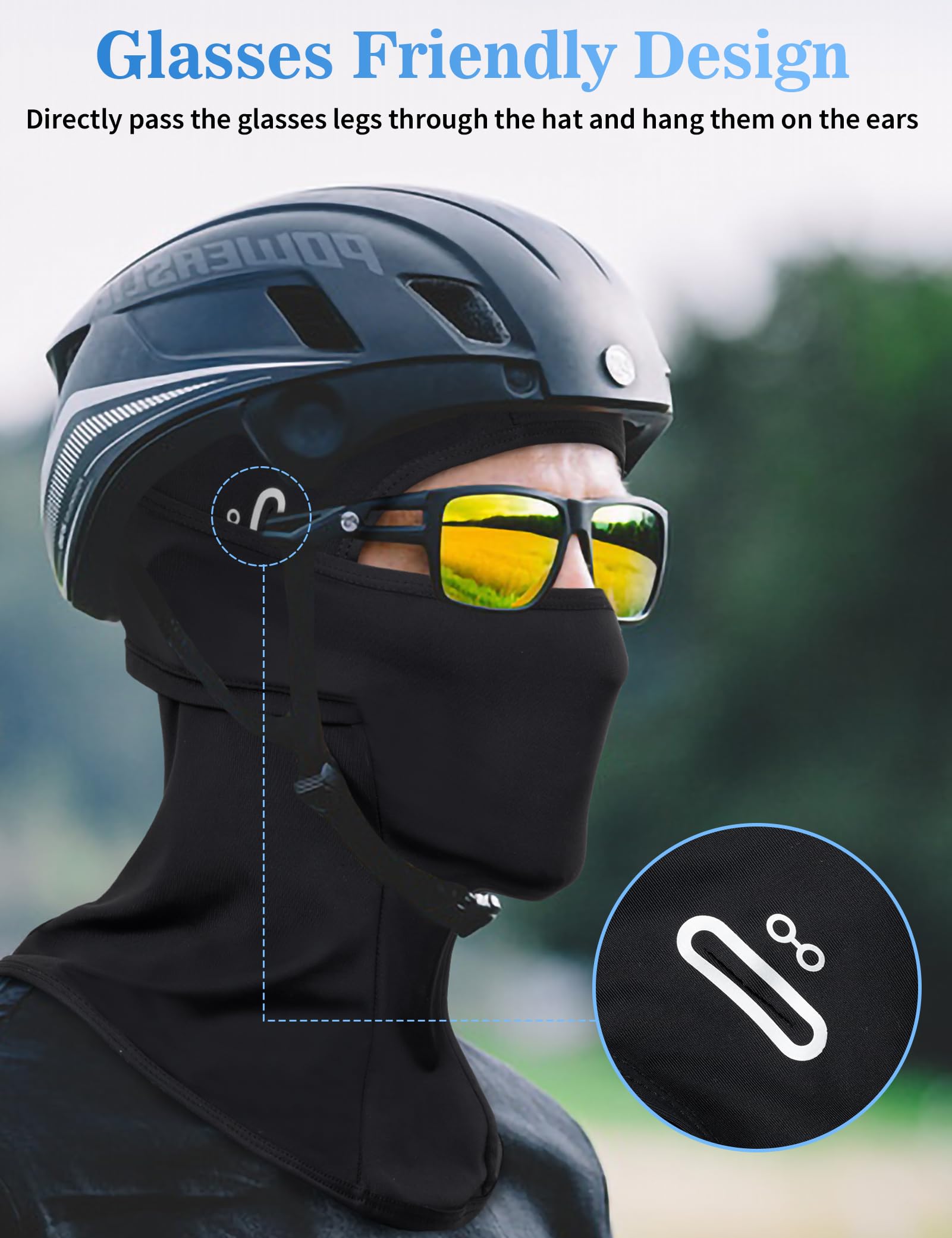 Becellen Passamontagna Moto, Nera Estivo Sottocasco Traspirante Elastico Cappello Passamontagna Ciclismo Unisex Antivento Balaclava per Uomo Donna Sport all'Aria Aperta