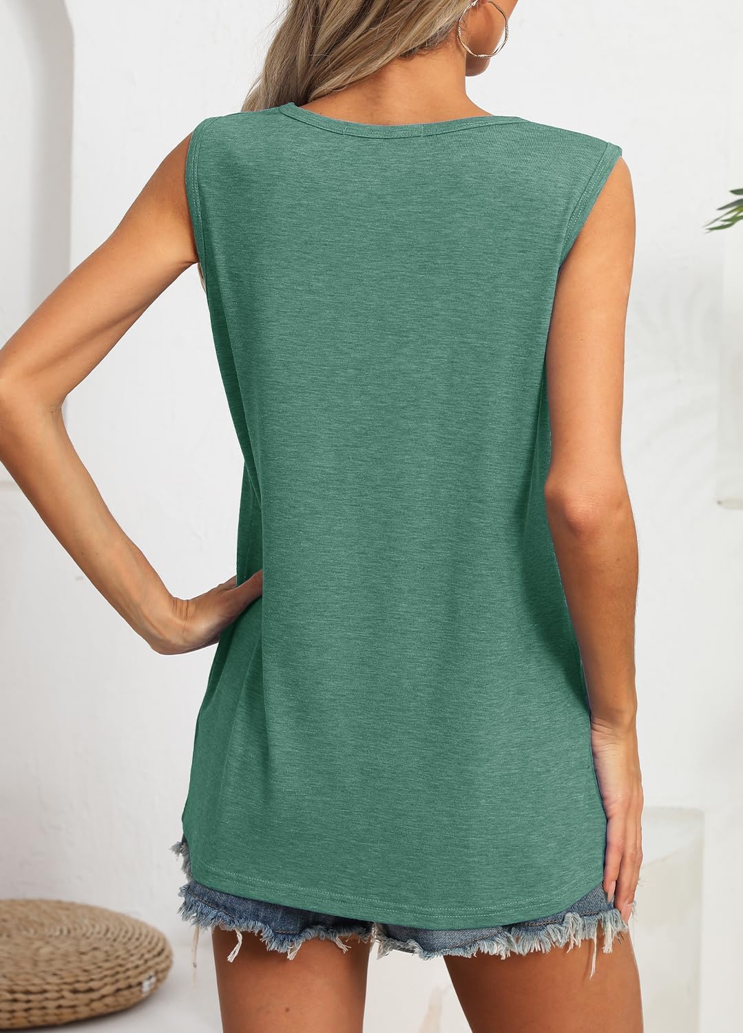 YEXIPO Womens Tank Tops Loose Fit 2025 Summer Casual Scoop Neck Sleeveless Shirts Tank Top with Pocket - Image 3