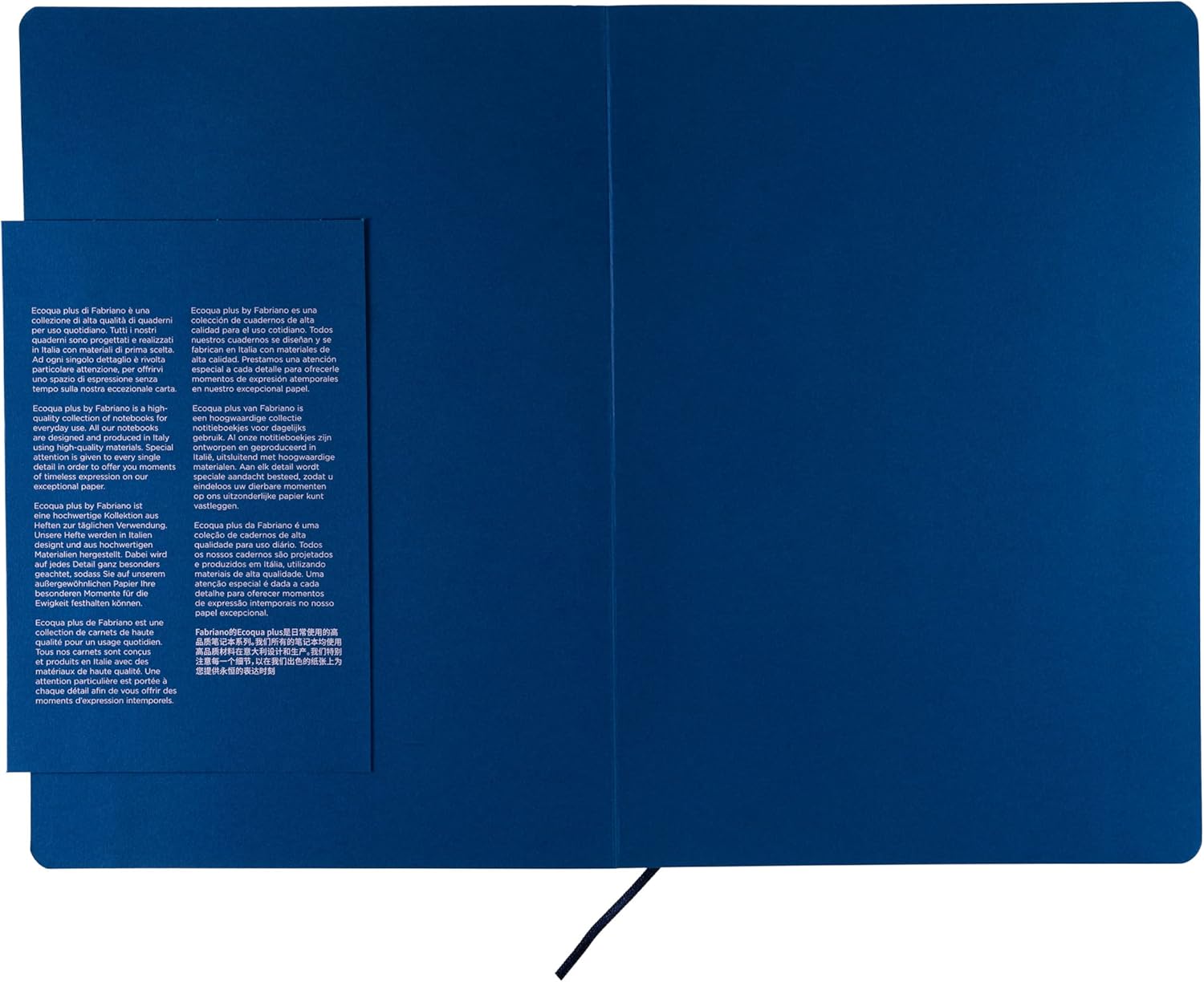 Fabriano Ecoqua Plus Stitch-Bound Notebook, 8.3" x 11.7", A4, Lined, Navy