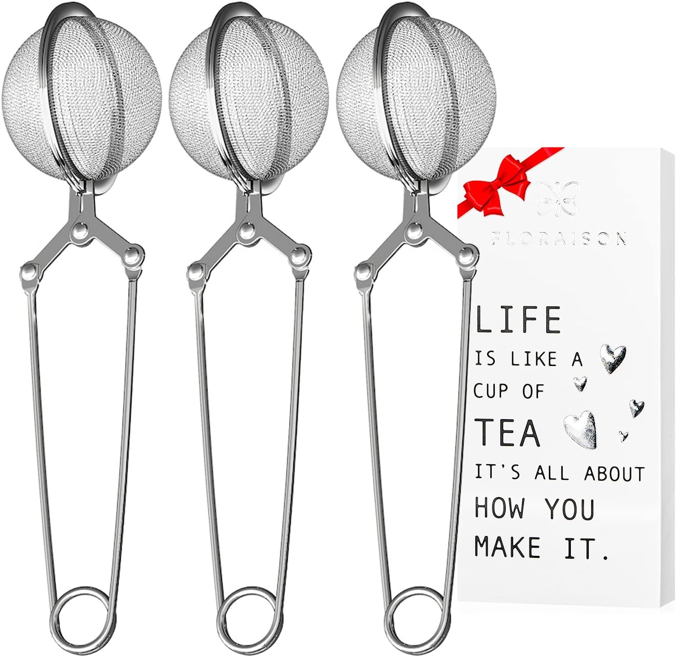 Snap Ball Tea Strainer 3 Pack Tea Infuser with Handle, Tea Mesh Infuser, Snap Ball Strainer, Steep Loose Leaf Tea Infuser, Fine Mesh Tea Filter for Spices and