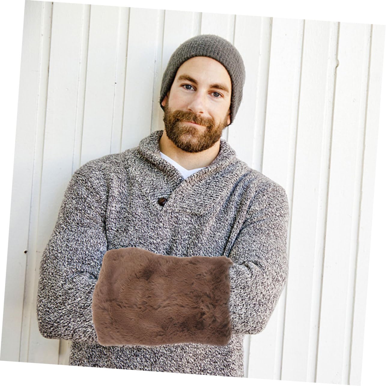WOONEKY Calentadores de Manos Portátiles 2 Piezas Tacto Agradable y Cómodo de Material Sintético Diseño Tubular Grueso para Actividades al Aire Libre en Invierno