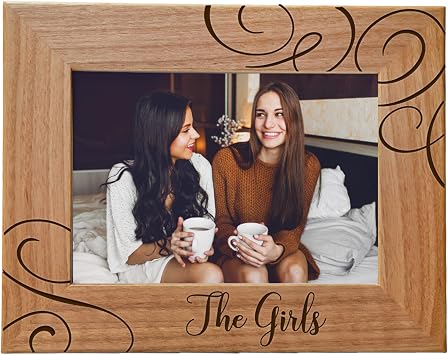 Best Friends Picture Frame Gift - The Girls - Engraved Wood, Unique Birthday Present for Women, Friend BFF, Besties, Sister, Female - Photo Picture Frame Gifts for Soul Sisters, 5x7 Horizontal