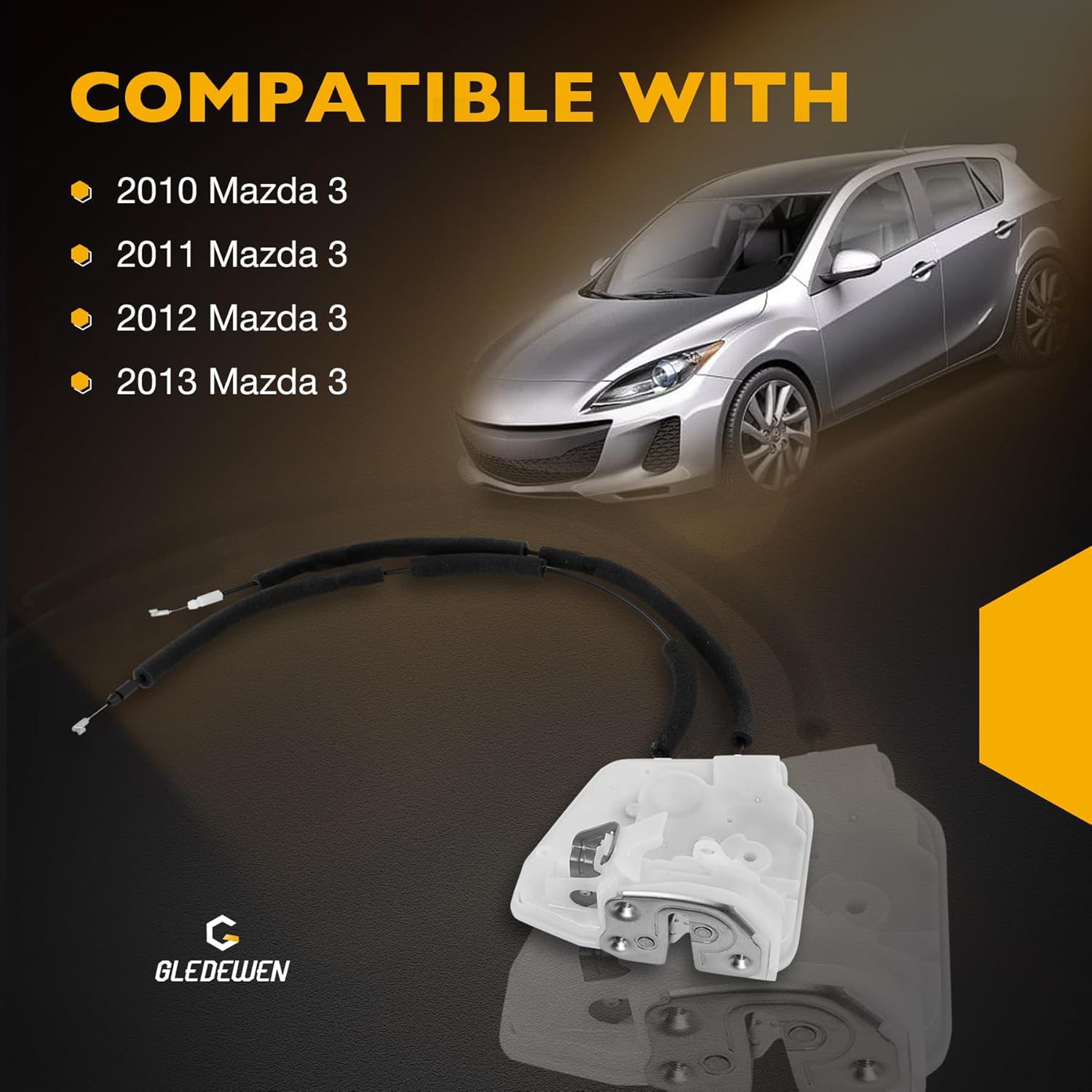 Door Lock Latch Actuator Front Left Driver Side, Compatible with 2010 2011 2012 2013 Mazda 3, Replaces# BBM4-59-310E BBM4-59-310D BBM4-59-310C