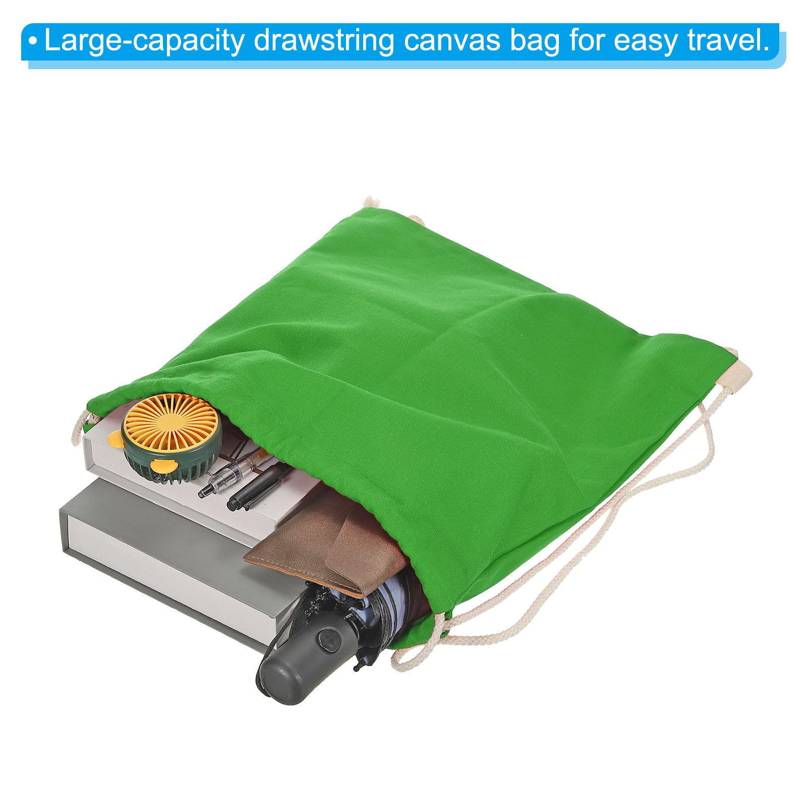 PATIKIL Cotton Drawstring Bags, Cotton Drawstring Backpack Foldable Sports Gym Bags for Women Men Gym Sports Trip Green - Image 3
