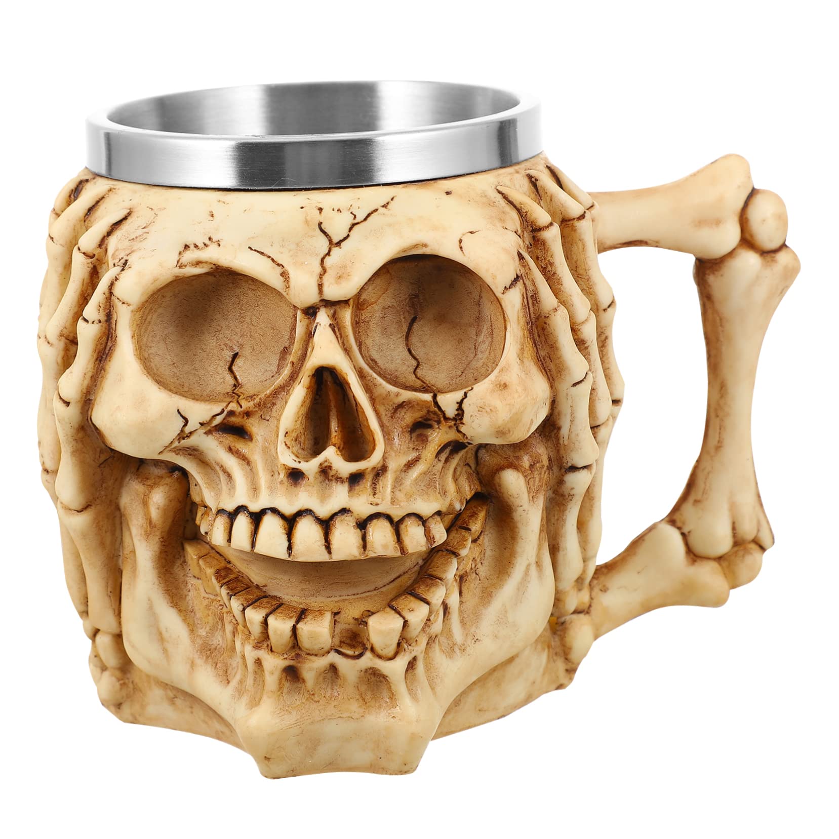 PRETYZOOM 3 Piezas Tazas Decoración De Halloween Esqueleto Vasos Vikingo Taza De Café Gótico Caldero Forma De Calavera Copa Esqueleto Copa De Beber Cuerno Cráneo Taza De Té De Acero