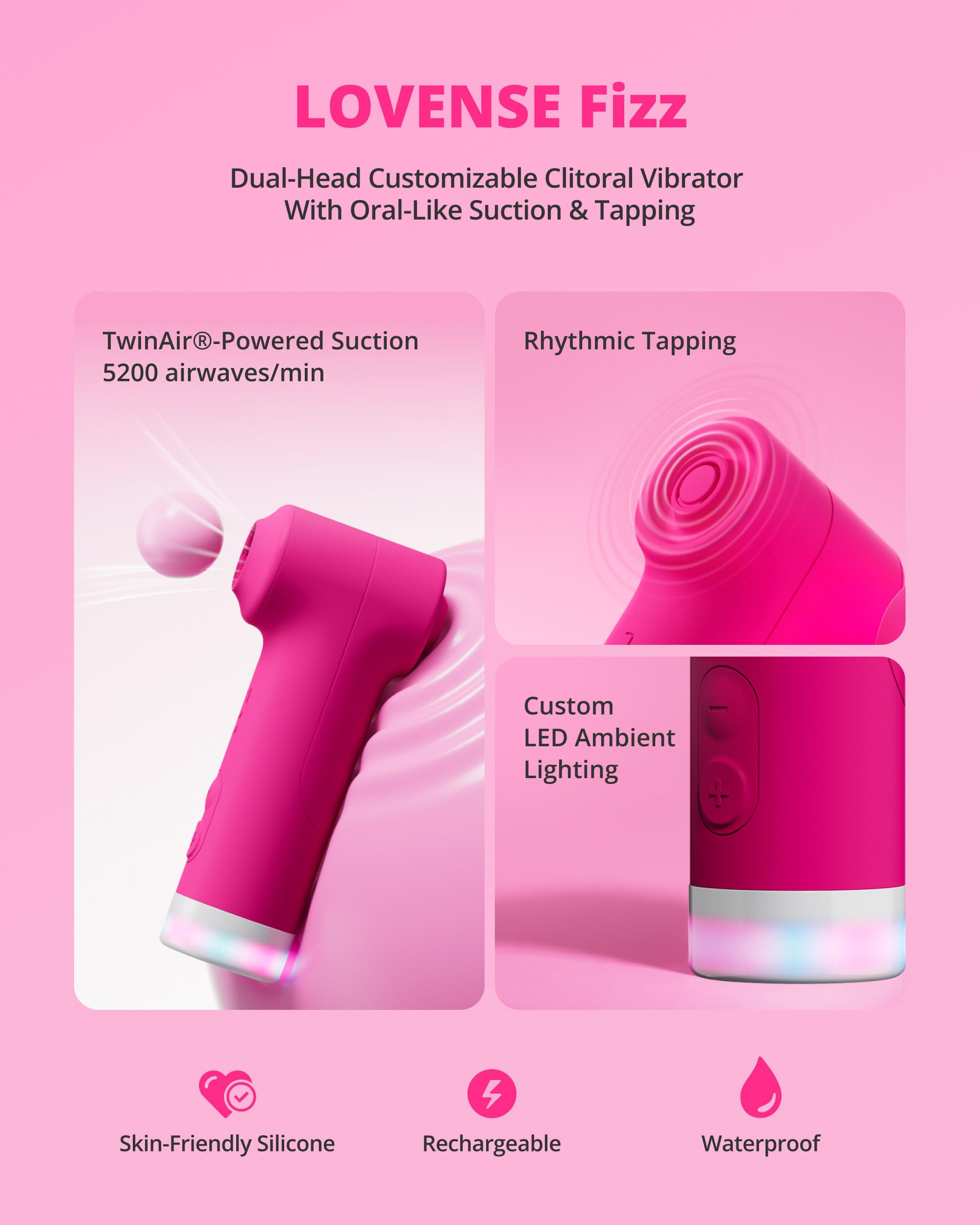 LOVENSE Fizz Druckwellenvibrator für Frauen, Vibrador Succionador mit App; LOVENSE USB Bluetooth Adapter, WLAN Bluetooth Dongle für PC