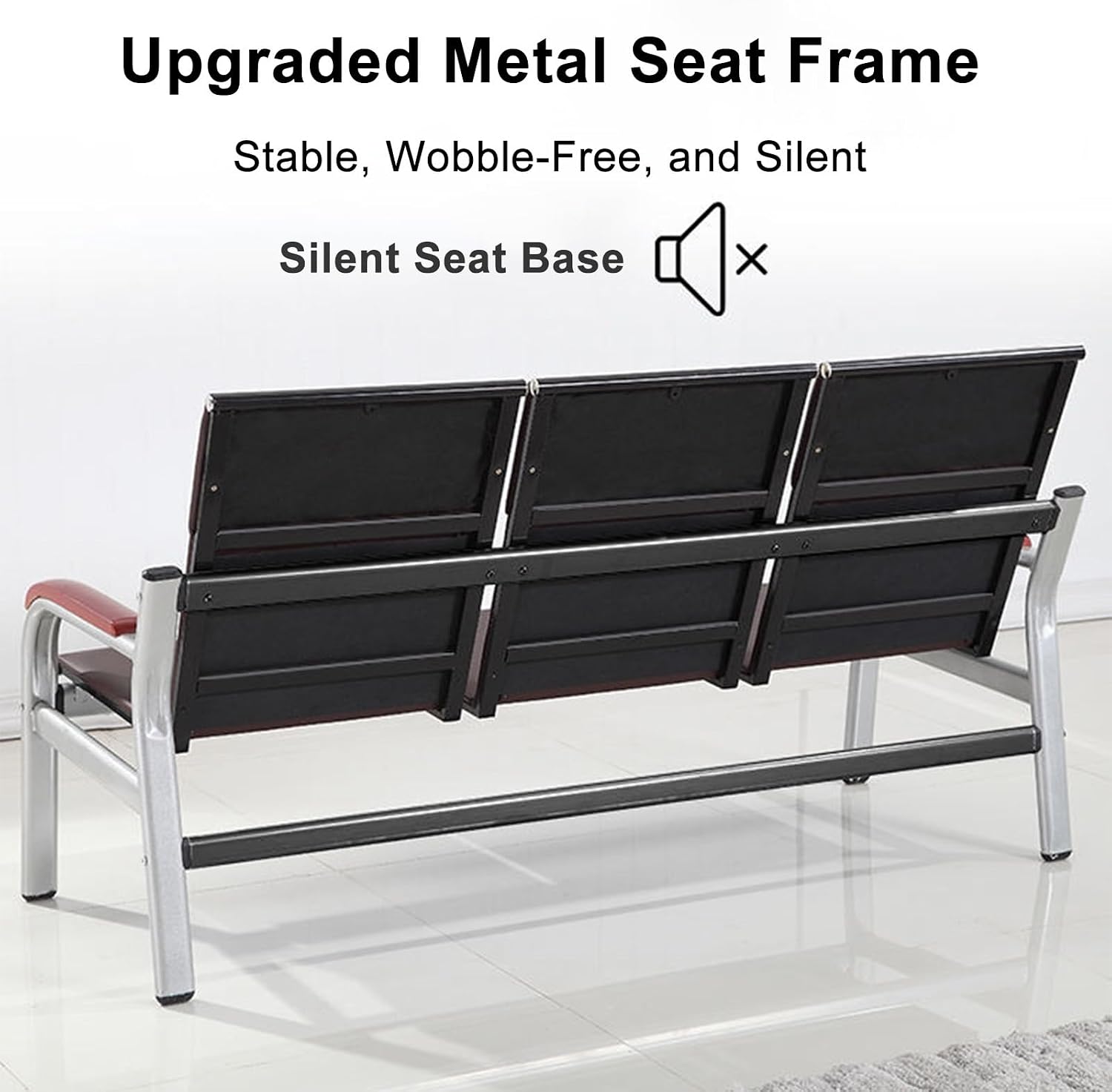 Office Reception Waiting Room Chairs with Headrest, 3-Seater Guest Reception Bench, PU Leather Lobby Sofa Office Waiting Room Furniture(65x91cm/25.6x35.8in)