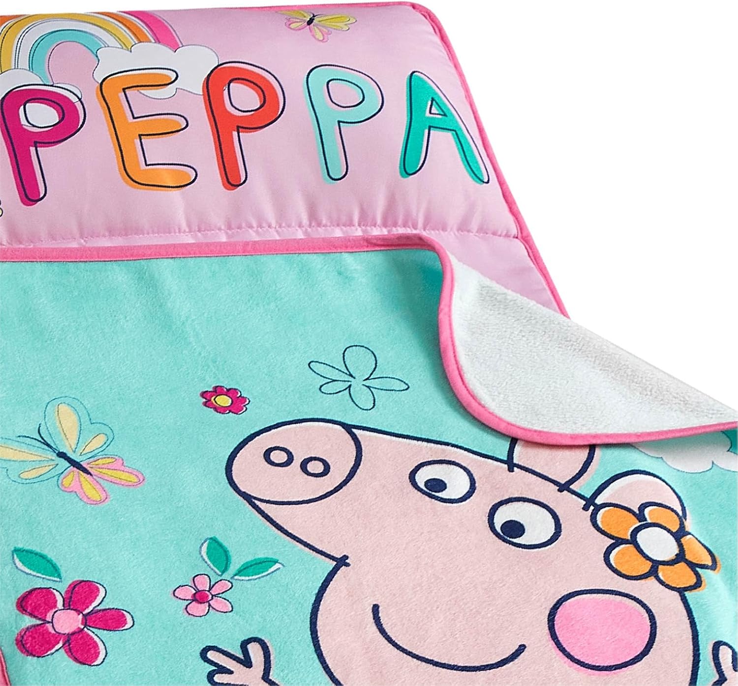 Super Soft Plush Toddler Quilted Nap Mat with Built in Blanket and Pillow