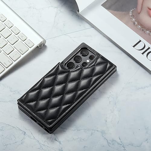 Miniatura 4 de Funda para Galaxy S23 Ultra, funda de piel tipo cartera de lujo con tapa y bloqueo RFID, ranuras para tarjetas y soporte para niñas y mujeres, funda