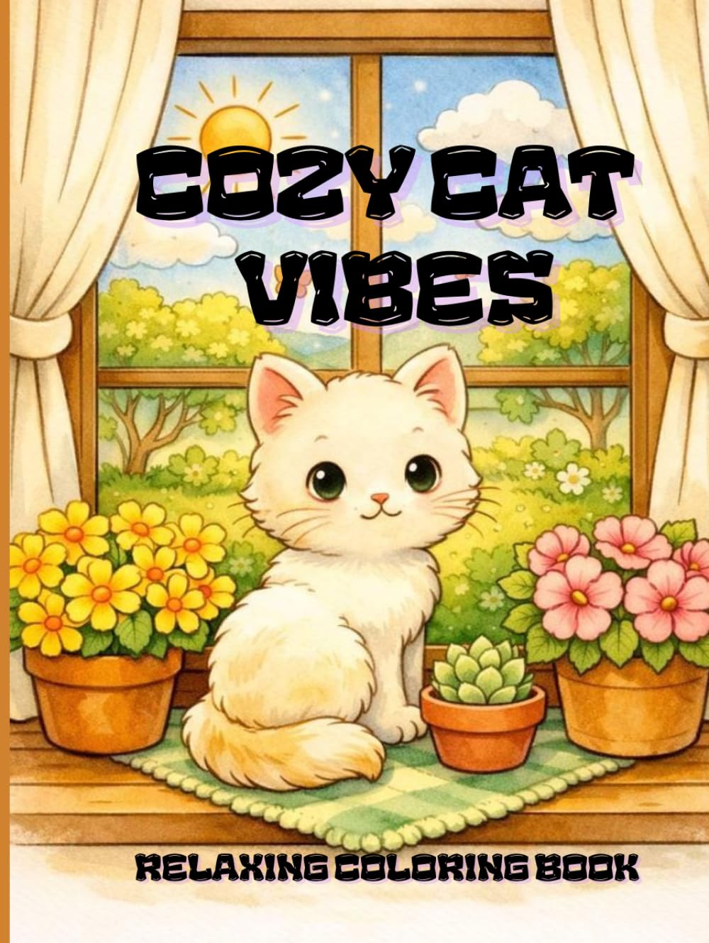 Cozy Cat Vibes Relaxing Coloring pages For Teens and Adults: Coloring book