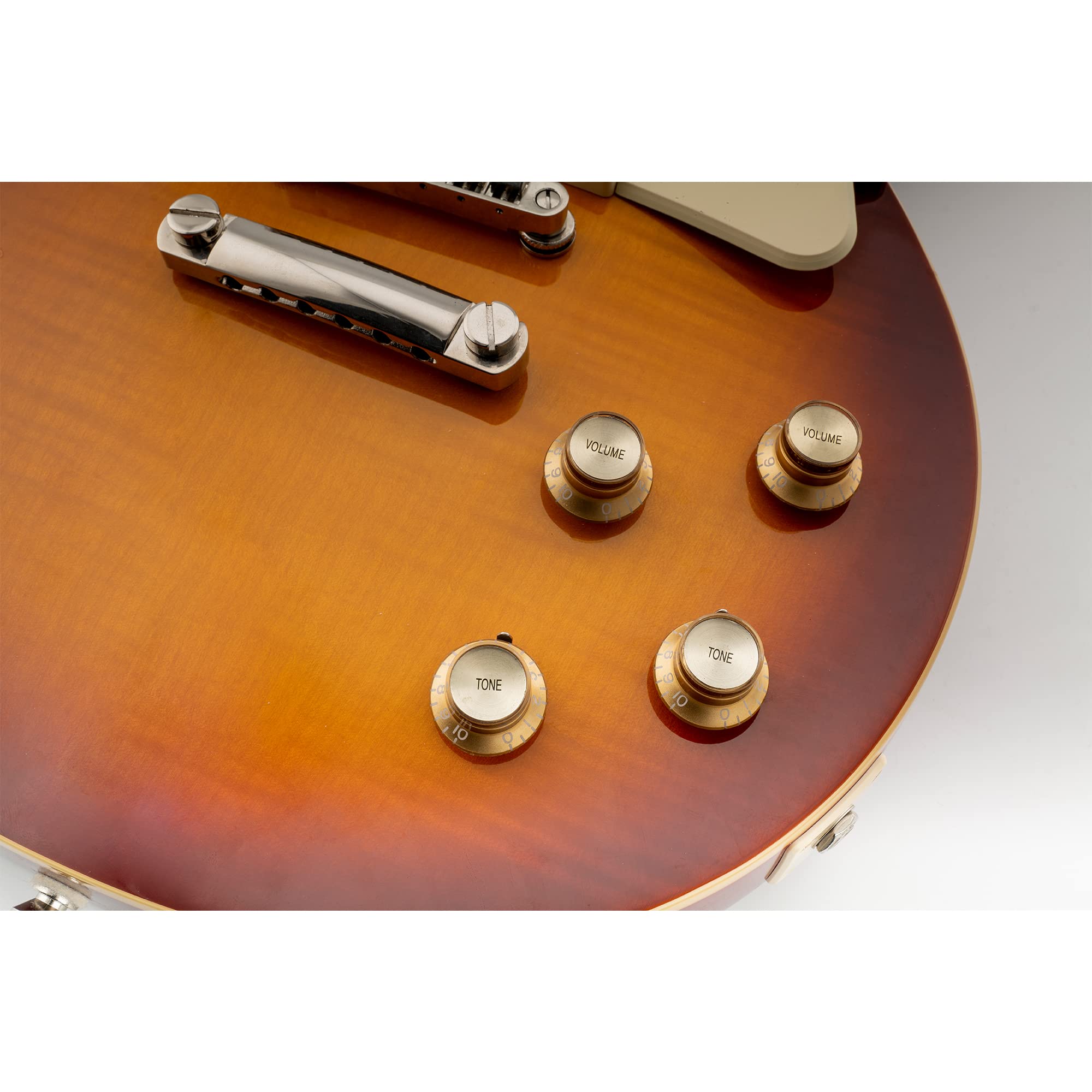 Musiclily Pro Metryczna Gałka Potencjometru Top Hat Reflector 2 Volume 2 Tone Knobs do Gitary Elektryczny typu LP SG, Złoty Złotym Nakryciem(4 szt.)