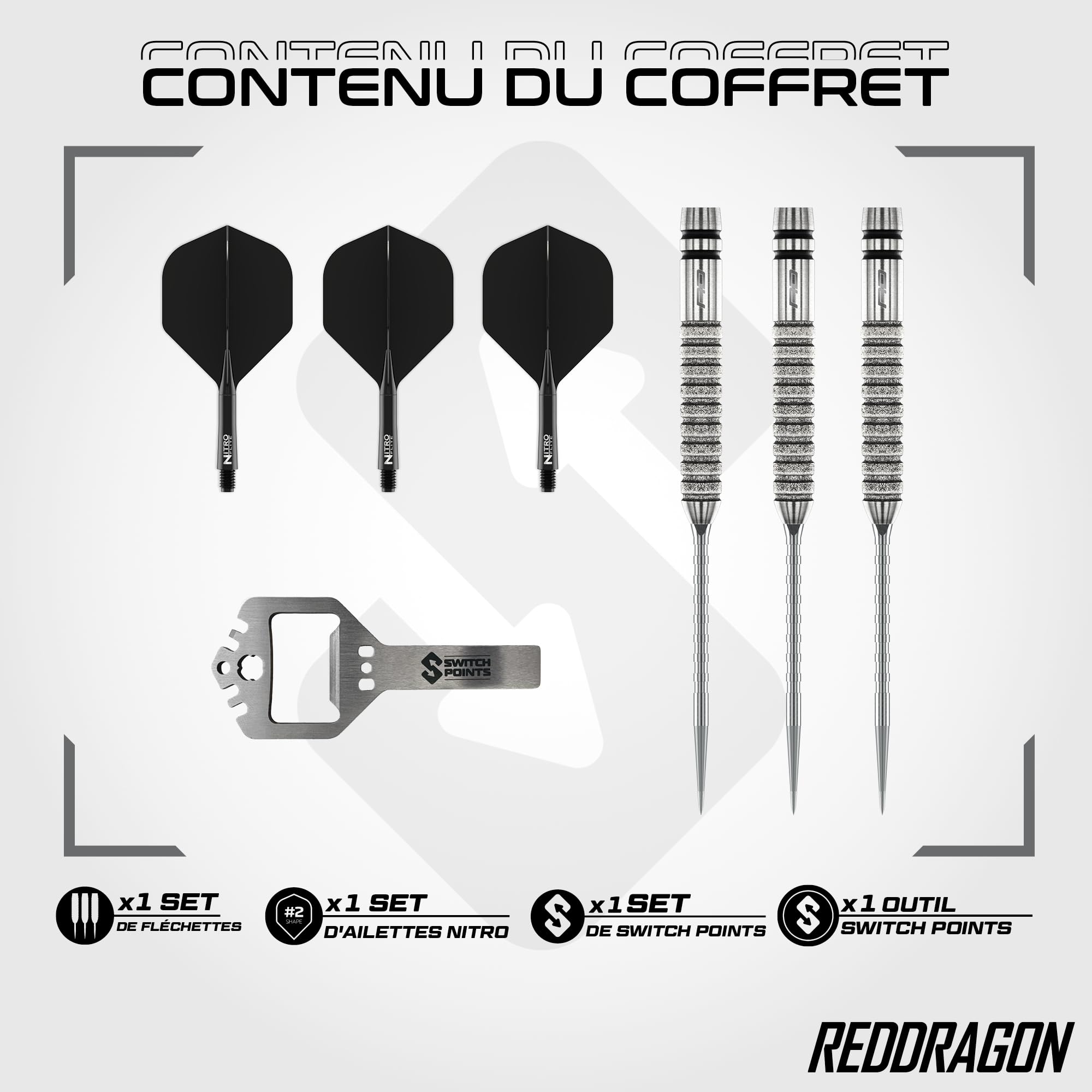 Red Dragon | Gian Van Veen Tournée Édition Original Set de Fléchettes 21g | 90% Tungstène | Switch Points par Winmau | Ailette/Fût Intégré Nitro Flite | Ailettes et Fûts de Fléchettes