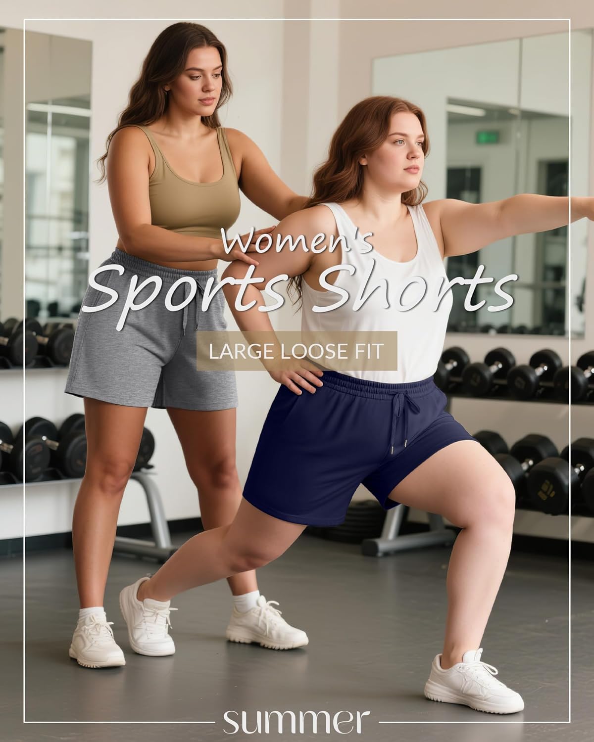 3 Pack Women's Plus Size Sweat Shorts Drawstring Elastic Waist Athletic Lounge Shorts with Pocket - Image 5