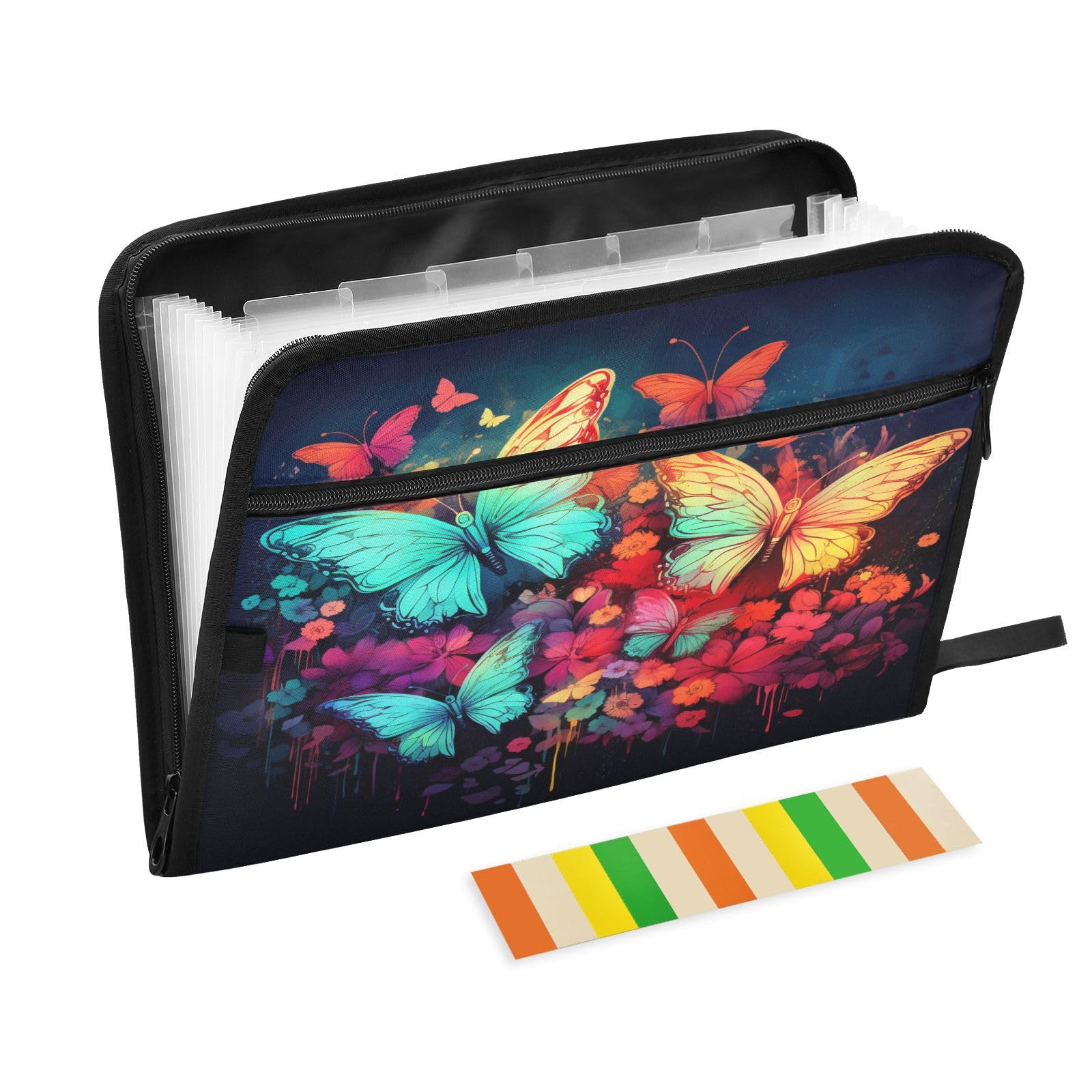 ALAZA Pink Floral Expanding File Folder - 13 Pocket Document Organizer With Zipper For A4 Papers, Home & Office