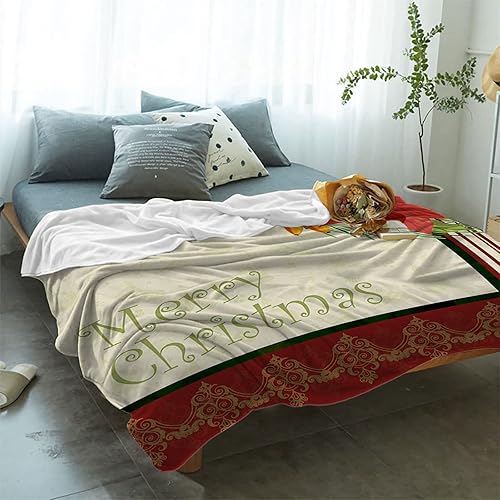 Miniatura 2 de Manta de microfibra súper suave y cálida con estampado floral de Feliz Navidad, hojas de flor de pascua, manta cálida para sofá, manta ligera para