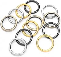 Vista 9 de Paquete de 12 mosquetones redondos de metal surtidos, anillos en O de resorte con gatillo de 3/4 de pulgada, ganchos de clip de resorte a presión