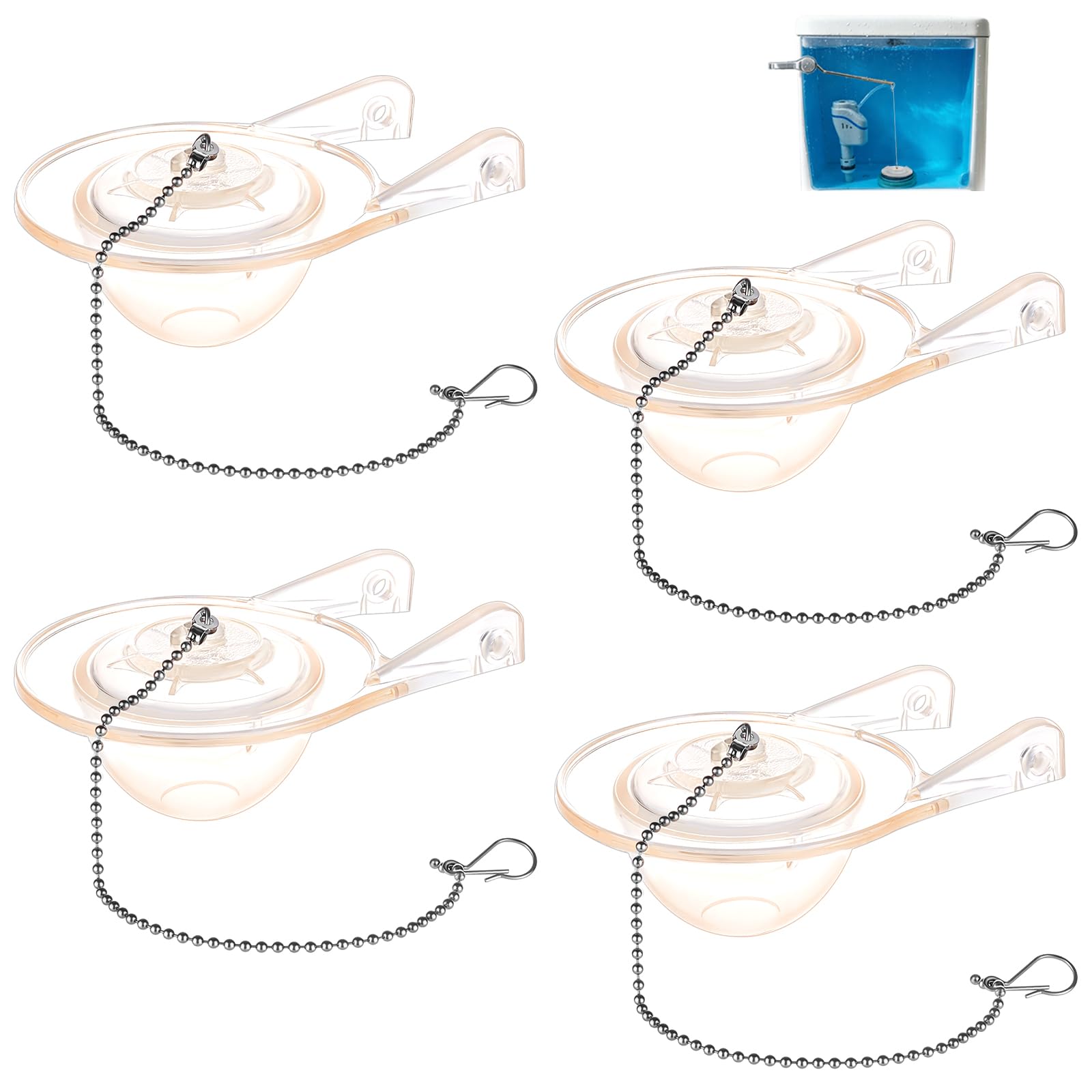 Peacoblue Lot de 4 clapets de rechange en caoutchouc pour toilettes de 7,6