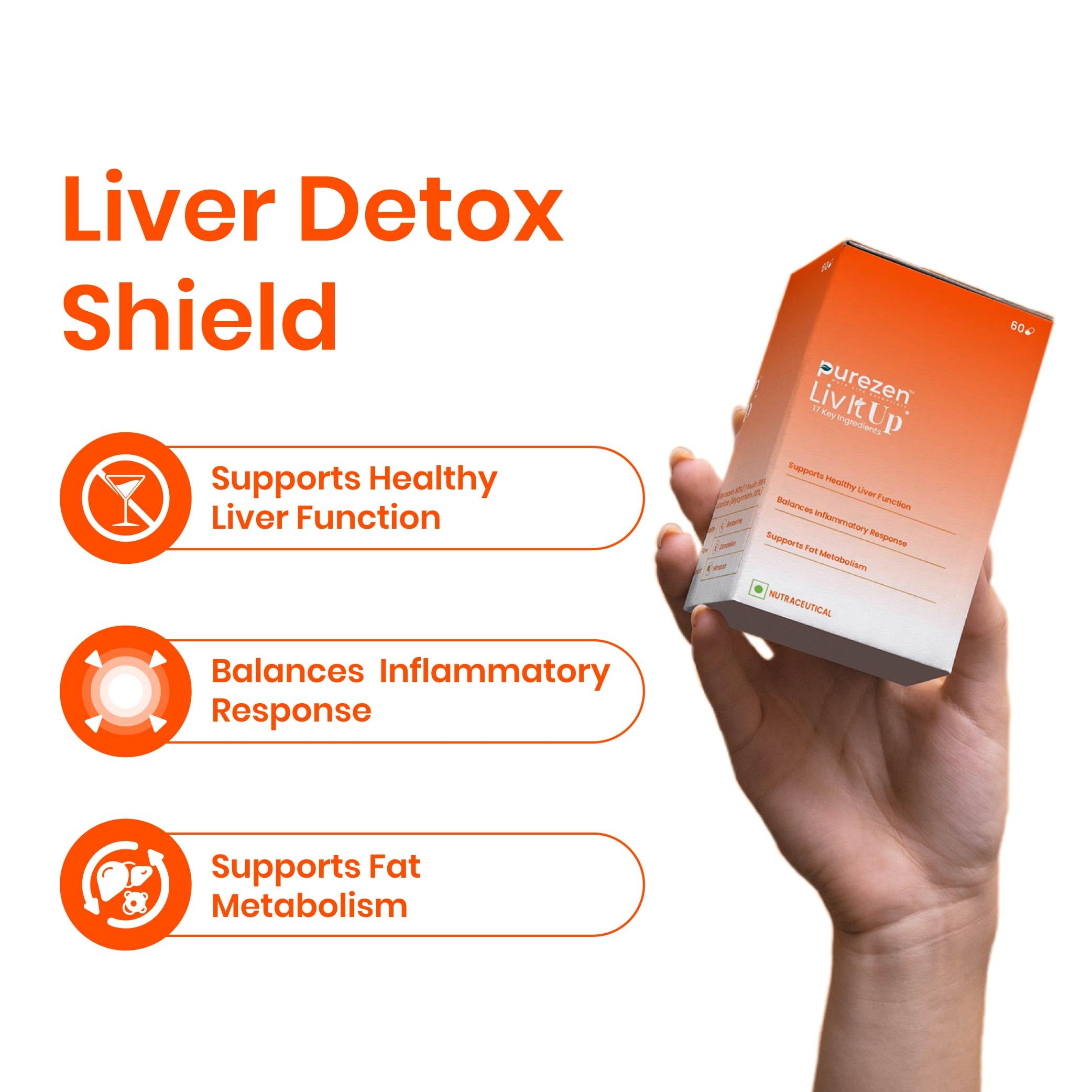 Purezen Liv-It-Up | Plant-Based Liver Support Supplement with Milk Thistle (80% Silymarin), Kalmegh, Kutki, Bhumi Amla, Dandelion & Antioxidant Herbs | 60 Veg Capsules — Amazon image 2