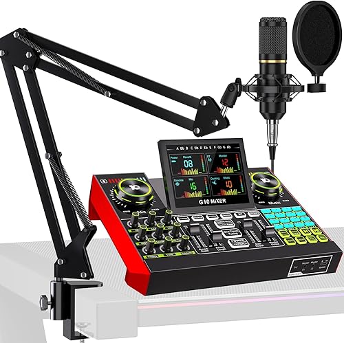 Paquete de equipo de podcast con micrófono de condensador de 0.138 in para PCteléfono, transmisión en vivo, canto y juegos, paquete de micrófono de