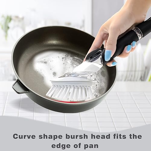 Miniatura 3 de Recambios de cepillo para cepillo de platos RIMAY  Paquete de 4 cepillos de limpieza de jabón dispensador de repuesto para fregador (blanco)