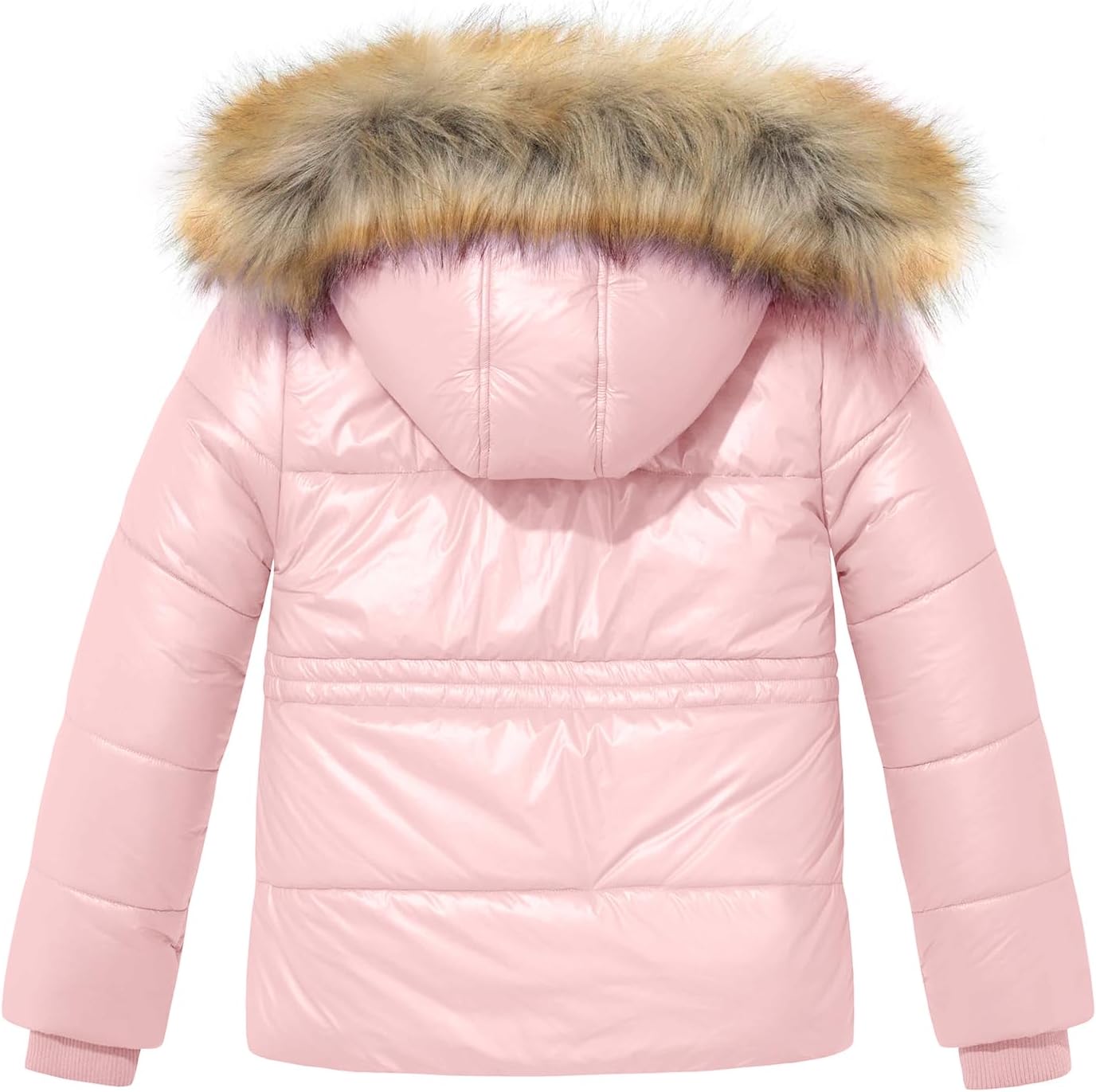 Garemcy Girl's Metallic Winter Coat Warm Puffer Jacket Insulated Shiny Down Coat with Detachable Hood with Fur - Image 3