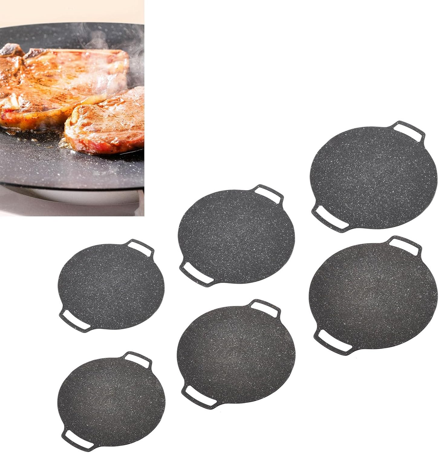 Korean Bbq Grill Pan, Non Stick Circular Frying Pan, Griddle Pan Grill Pans for Home Outdoor Stove(Gas Type 36cm)