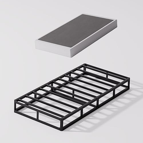 Miniatura 8 de Bedsnus Base de cama tamaño California King, marco de cama Metal Basics de 7 pulgadas, base de perfil bajo para somier, soporte de 9 patas, sin